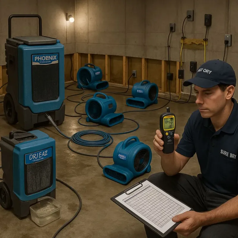 Structural Drying and Dehumidification process in Arcadia, CA